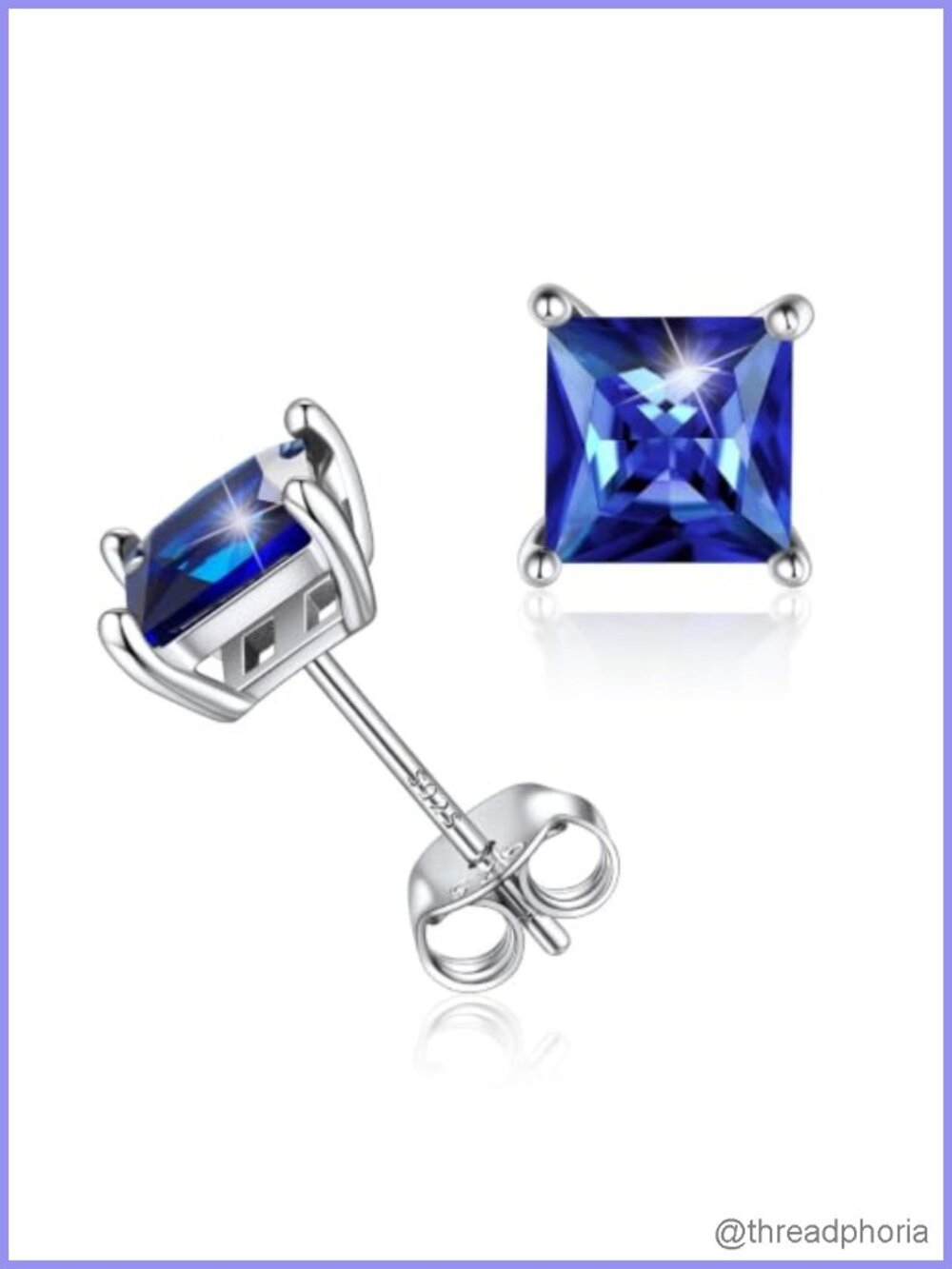 925 Sterling Silver Stud Earrings Women Birthstone Heart Round Princess Cut Gift